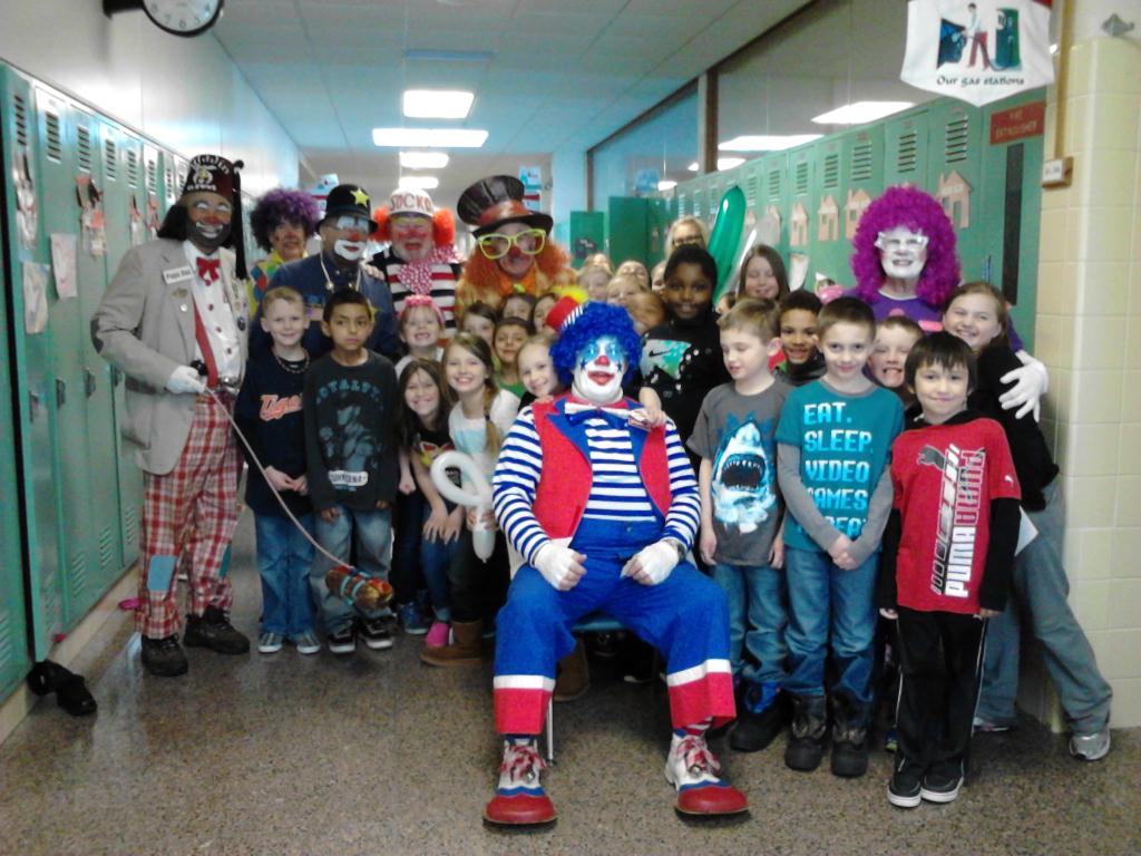 Mrs. Olejarczyk's Class with clowns