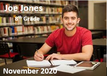 Joe Jones - 8th Grade Student of the Month - Nov 2020