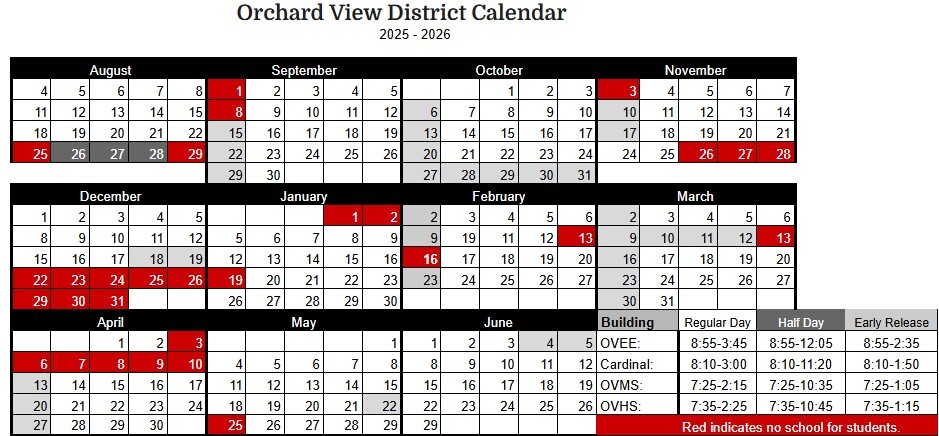 2025-2026 OV District Calendar